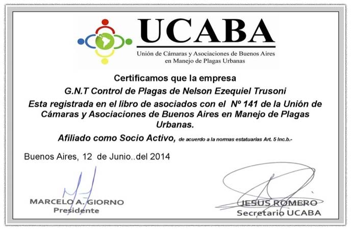Certificado de afiliación a UCABA (2014)