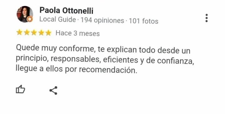Captura de una opinión de Google sobre GNT Control de Plagas